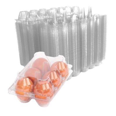Image showing  100 pk. Plastic Egg Carton for 6 Chicken Eggs