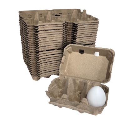 Image showing  50 pk. Natural Pulp, Flat Top Blank Egg Cartons for 6 Chicken Eggs