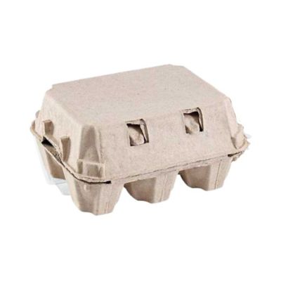 Image showing  250 pk. Natural Pulp, Flat Top Blank Egg Cartons for 6 Chicken Eggs
