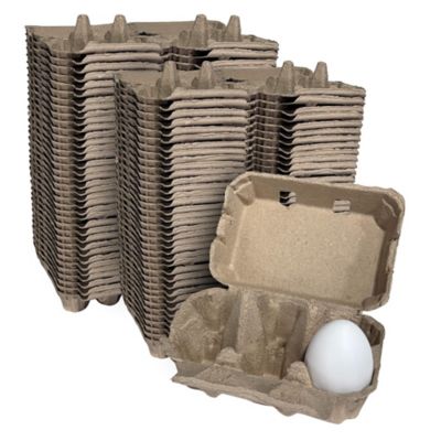 Image showing  250 pk. Natural Pulp, Flat Top Blank Egg Cartons for 6 Chicken Eggs