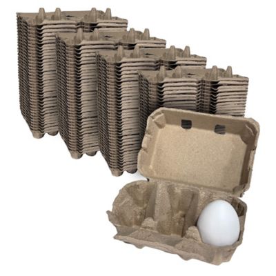 Image showing  500 pk. Natural Pulp, Flat Top Blank Egg Cartons for 6 Chicken Eggs