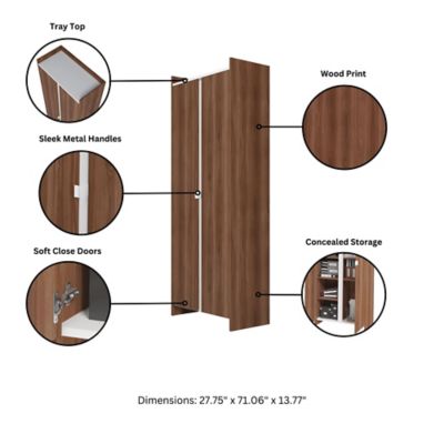 Image showing  27.75 in. W x 71.06 in. H x 13.77 in. D Ratzer Storage Cabinet, Brown