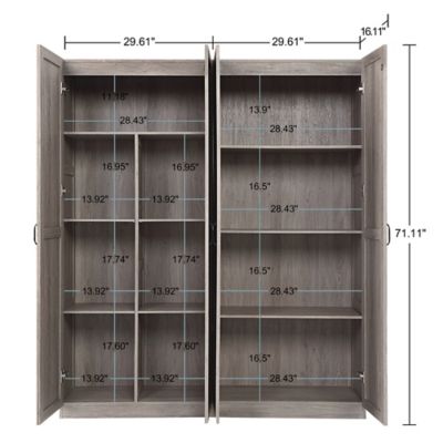 Image showing  59.2 in. W x 71.1 in. H x 16.1 in. D Hopkins Storage Closet 4.0, Gray, 2 pc.