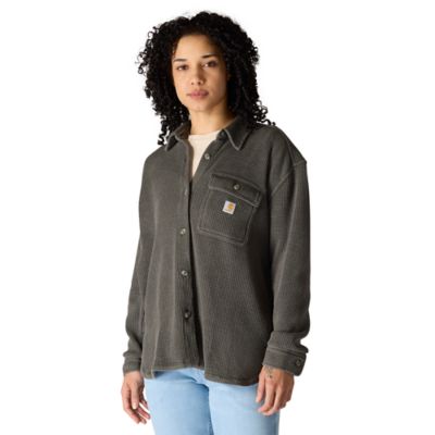 Image showing 1 th Carhartt Women's Oversized-Fit Heavyweight Waffle Knit Shirt