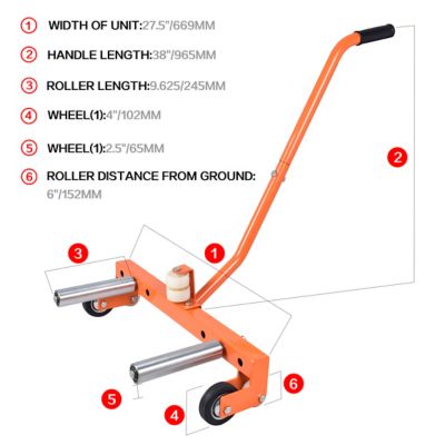 Image showing  330 lb. Capacity 2-Wheel Heavy-Duty Adjustable Tire Wheel Dolly for Workshop, Garage