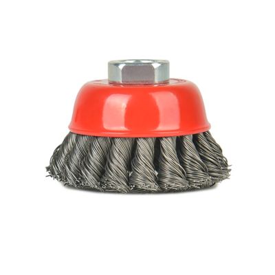 Image showing  60 pc. 3 in. Twisted Knotted Cup Brush with 5/8 in.-11 Threaded Arbor for Angle Grinder