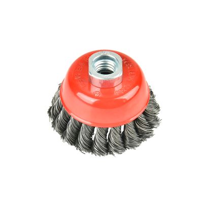 Image showing  60 pc. 3 in. Twisted Knotted Cup Brush with 5/8 in.-11 Threaded Arbor for Angle Grinder