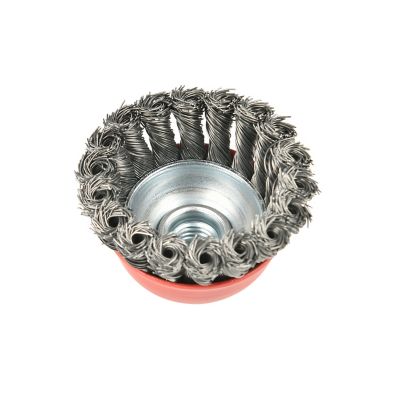 Image showing  60 pc. 3 in. Twisted Knotted Cup Brush with 5/8 in.-11 Threaded Arbor for Angle Grinder