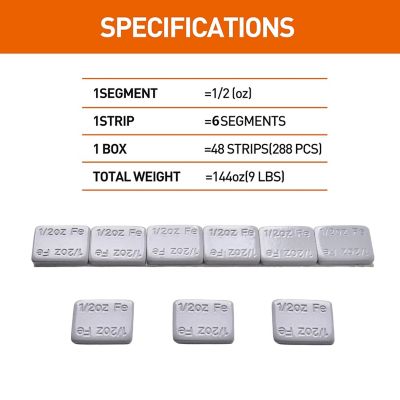 Image showing  1/2 oz. Adhesive Stick On Wheel Weights, 48 Strips/Box, 4 pk.