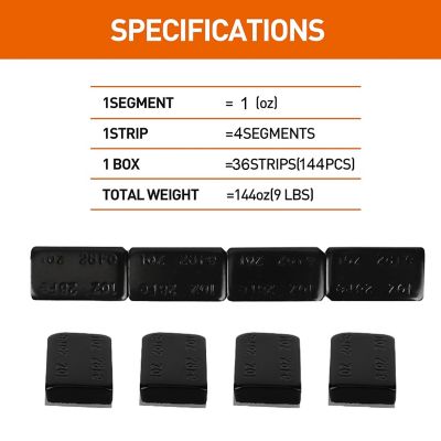 Image showing  1 oz. Stick on Wheel Weights, Adhesive Back, Easy to Peel, 36 Strips/Box, 4 pk., AA060P4