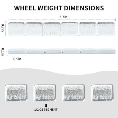 Image showing  1/2 oz. 0.5 oz. Zinc, Adhesive Stick on Wheel Weights Low Profile, 72 oz. /Box, 8 pk.