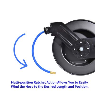 Image showing 5 th Eisen Retractable Air Hose Reel, 1/2 in. in. x 50 ft. Wall Mount Auto Rewind Hose-Reel, Industrial Grade