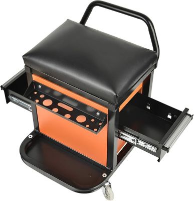 Image showing  Padded Heavy Duty Creeper Seat With Extra Storage, 300 lb. Capacity With Drawers
