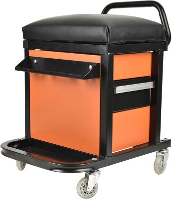 Image showing  Padded Heavy Duty Creeper Seat With Extra Storage, 300 lb. Capacity With Drawers