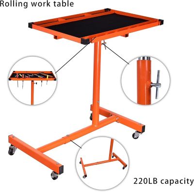 Image showing  Heavy-Duty Adjustable Work Table 4 Swivel Wheels 220 lb. Capacity