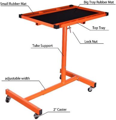 Image showing  Heavy-Duty Adjustable Work Table 4 Swivel Wheels 220 lb. Capacity