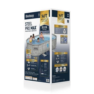 Image showing 7 th Bestway 14 ft. x 8 ft. 2 in. x 39.5 in. Splashview Oval Pool Set