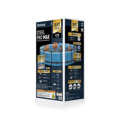 Image showing 5 th Bestway Steel Pro MAX 15 ft. x 42 in. Led Round Pool Set