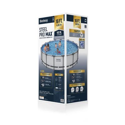 Image showing 8 th Bestway Steel Pro MAX 16 ft. x 48 in. Round Pool Set