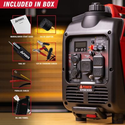 Image showing 5 th A-iPower 2300W Gas Ultra-Weight Inverter Generator with 80cc OHV Engine, CO Sensor & Wheel Kit