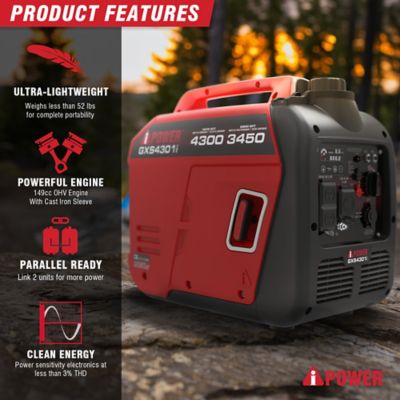 Image showing  4300W Gasoline Ultra Light-Weight Inverter Generator 149cc OHV Engine and CO Sensor