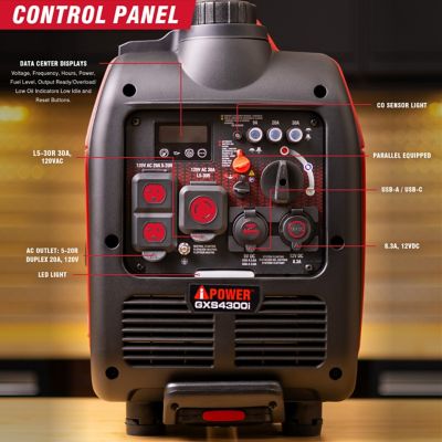 Image showing  4300W Recoil Gas Ultra Light-Weight Inverter Generator 149cc with OHV Engine, CO Sensor & Wheel Kit