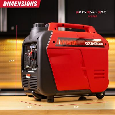 Image showing  4300W Recoil Gas Ultra Light-Weight Inverter Generator 149cc with OHV Engine, CO Sensor & Wheel Kit