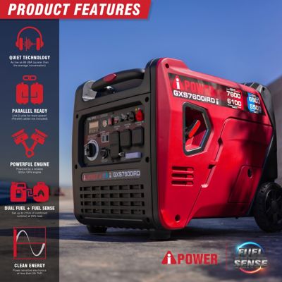 Image showing  7600W Remote Start Gas & Propane Inverter Generator with 322cc OHV Engine and CO Sensor