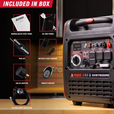 Image showing 6 th A-iPower 7600W Remote Start Gas & Propane Inverter Generator with 322cc OHV Engine and CO Sensor