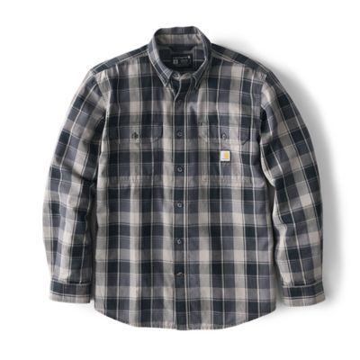 Carhartt Men's Fort Loose Fit Midweight Chambray Long-Sleeve Plaid Shirt