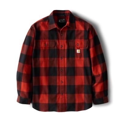 Carhartt Men's Loose Fit Heavyweight Flannel Long-Sleeve Plaid Shirt