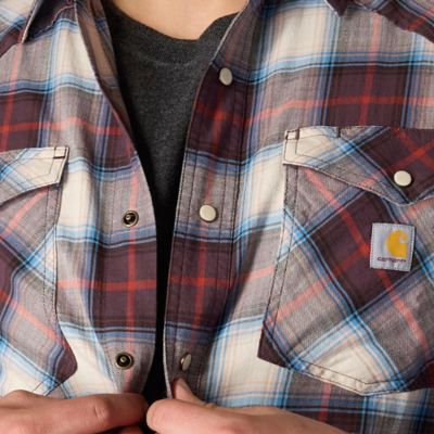 Image showing 7 th Carhartt Men's Rugged Flex Montana Relaxed Fit Lightweight Snap-Front Plaid Collared Long-Sleeve Work Shirt