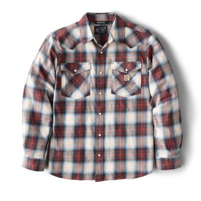 Image showing 0 th Carhartt Men's Rugged Flex Montana Relaxed Fit Lightweight Snap-Front Plaid Collared Long-Sleeve Work Shirt