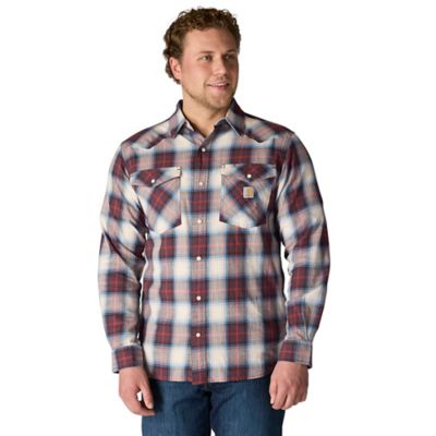 Image showing 1 th Carhartt Men's Rugged Flex Montana Relaxed Fit Lightweight Snap-Front Plaid Collared Long-Sleeve Work Shirt