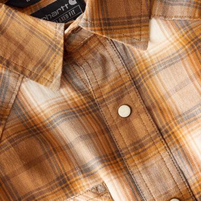 Image showing 5 th Carhartt Men's Rugged Flex Montana Relaxed Fit Lightweight Snap-Front Plaid Collared Long-Sleeve Work Shirt