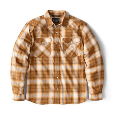 Carhartt Men's Rugged Flex Montana Relaxed Fit Lightweight Snap-Front Plaid Collared Long-Sleeve Work Shirt