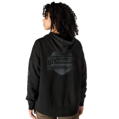 Image showing 0 th Carhartt Women's Oversized-Fit Midweight Hooded Heart Graphic Sweatshirt