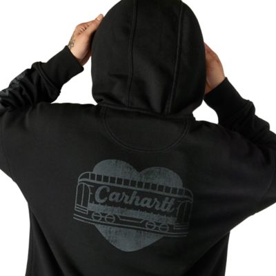 Image showing  Women's Oversized-Fit Midweight Hooded Heart Graphic Sweatshirt