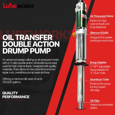 Image showing  Double Action Oil Transfer Drum Pump, 8.5 GPM