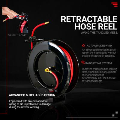 Image showing  3/8 in. x 80 ft. Industrial Retractable Air Hose Reel