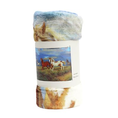 Image showing  Polyester Fleece Wild Horses Raschel Throw Blanket, 80 in. x 60 in.