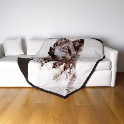 Image showing  Polyester Sherpa Wolf Contemporary Throw Blanket, 50 in. x 70 in., Brown/White