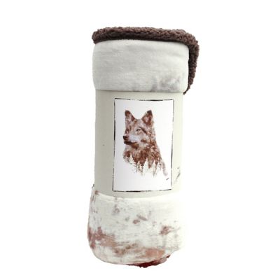 Image showing  Polyester Sherpa Wolf Contemporary Throw Blanket, 50 in. x 70 in., Brown/White