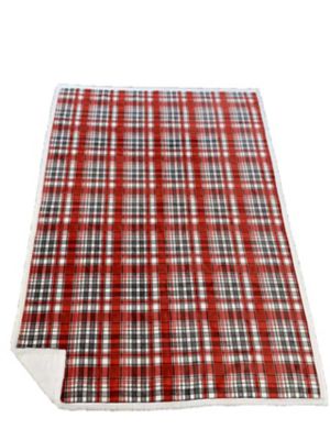 Image showing  Polyester Sherpa Plaid Throw Blanket, 50 in. x 70 in., Red/Gray