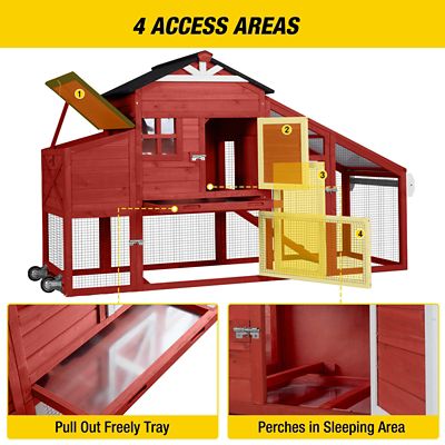 Image showing  Wooden Chicken Coop with Wheels, 2-3 Chicken Capacity, 17.1 ft.