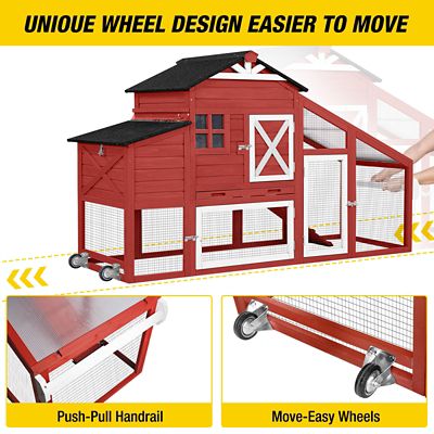 Image showing 5 th Aivituvin Wooden Chicken Coop with Wheels, 2-3 Chicken Capacity