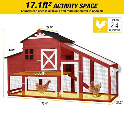 Image showing 7 th Aivituvin Wooden Chicken Coop with Wheels, 2-3 Chicken Capacity
