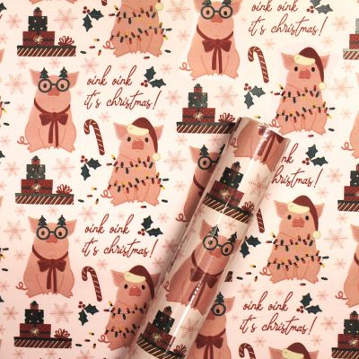 Red Shed Pig Gift Wrapping Paper, 40 in. x 75 in.
