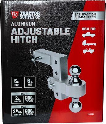 Image showing 8 th Tractor Supply 2 in. 6,000 lb. Dual-Ball Adjustable Aluminum Hitch for Class IV Trailers