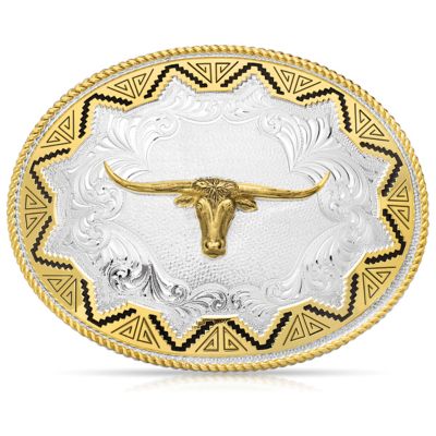Montana Silversmiths Southwest Sun Large Buckle with Longhorn, 2190-767M